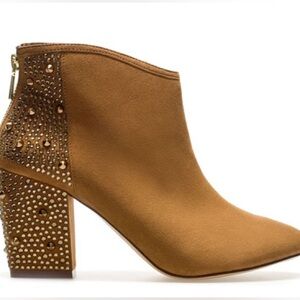 Zara studded tan ankle boots sz 37